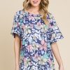 Floral Round Neck Short Sleeve T-Shirt - As Shown