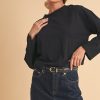 Round Neck Long Sleeve Top - Black
