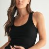 Slim Fit Scoop Neck Tank - Black