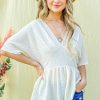 Textured and Soft V Neck Casual Top - Ivory